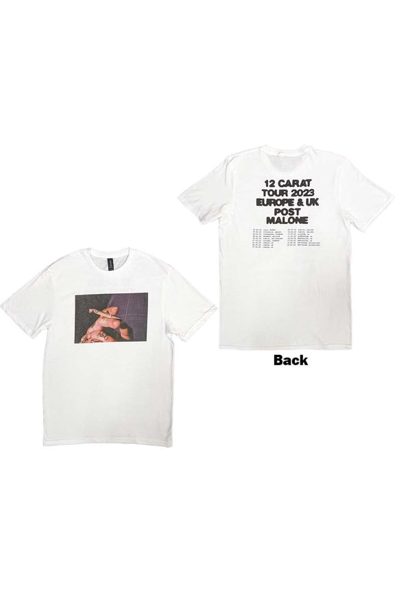 Post Malone Unisex T-Shirt: Burn It Down 2023 Tour Dates (Back Print & Ex-Tour)