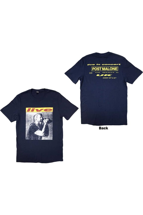 Post Malone Unisex T-Shirt Live In Concert (Back Print & Ex-Tour)
