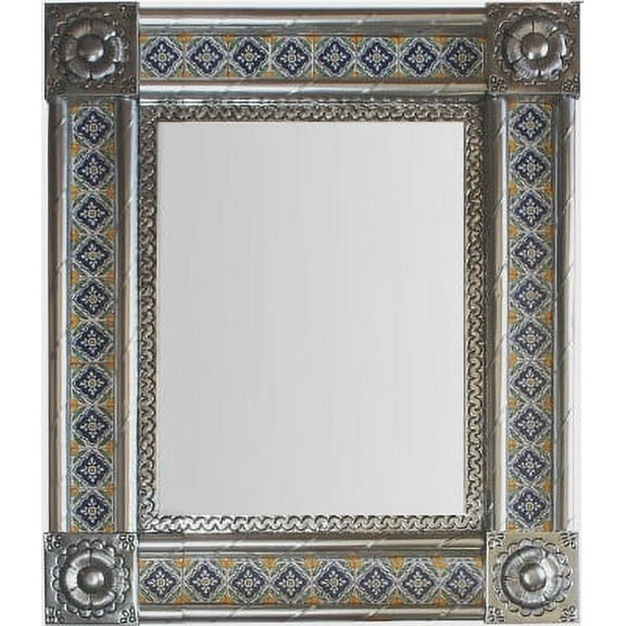 Post Medium Silver Guadalajara Tile Mexican Mirror