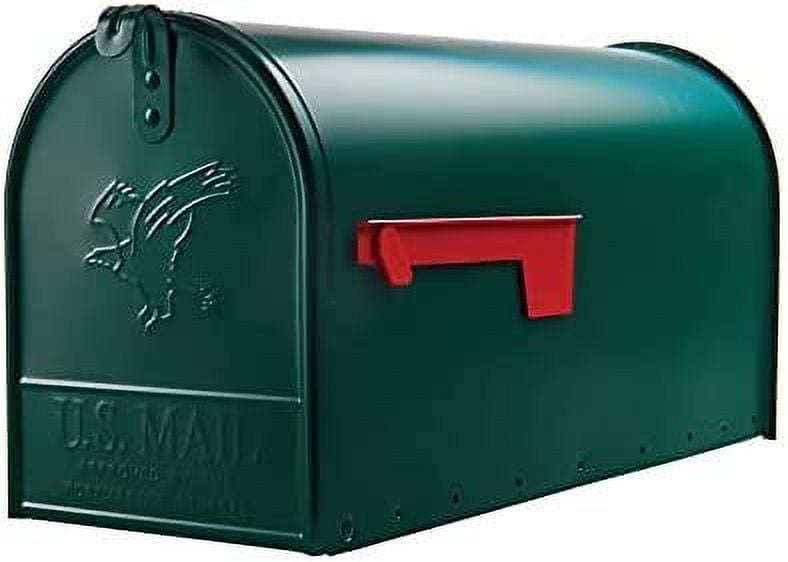 Elite Large Green Powder Coated Steel Post Mount Mailbox