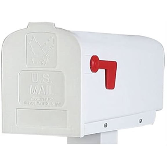 Gibraltar Deluxe Polybox Post Mount Mailbox - Rust Resistant, Plastic - White