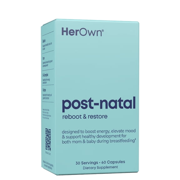 Her Own Post-Natal Vitamins - Boosts Hair Recovery, Milk Supply, & Wellness B Vitamins, Postpartum Recovery Essentials, Daily Supplement for Breastfeeding Moms, Easy-to-Swallow, 60 Capsules