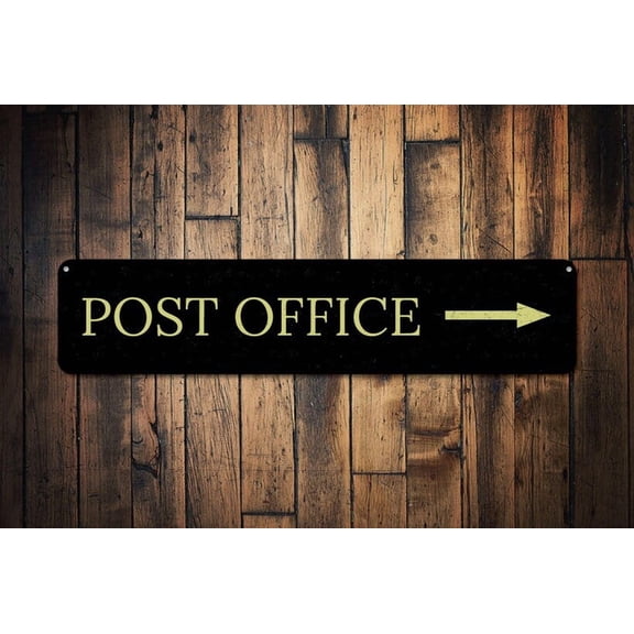 Post Office Sign Directional Arrow Destination Sign Custom Address Location Name This Way Decor Post Mail - Size: 16 x 4 Inches