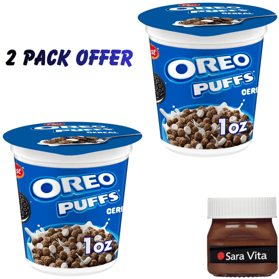 Post Oreo Puff Cereal Cup, Crunchy Chocolatey Breakfast, Crunchy Single Serve On-the-Go Sack, 1 oz cup