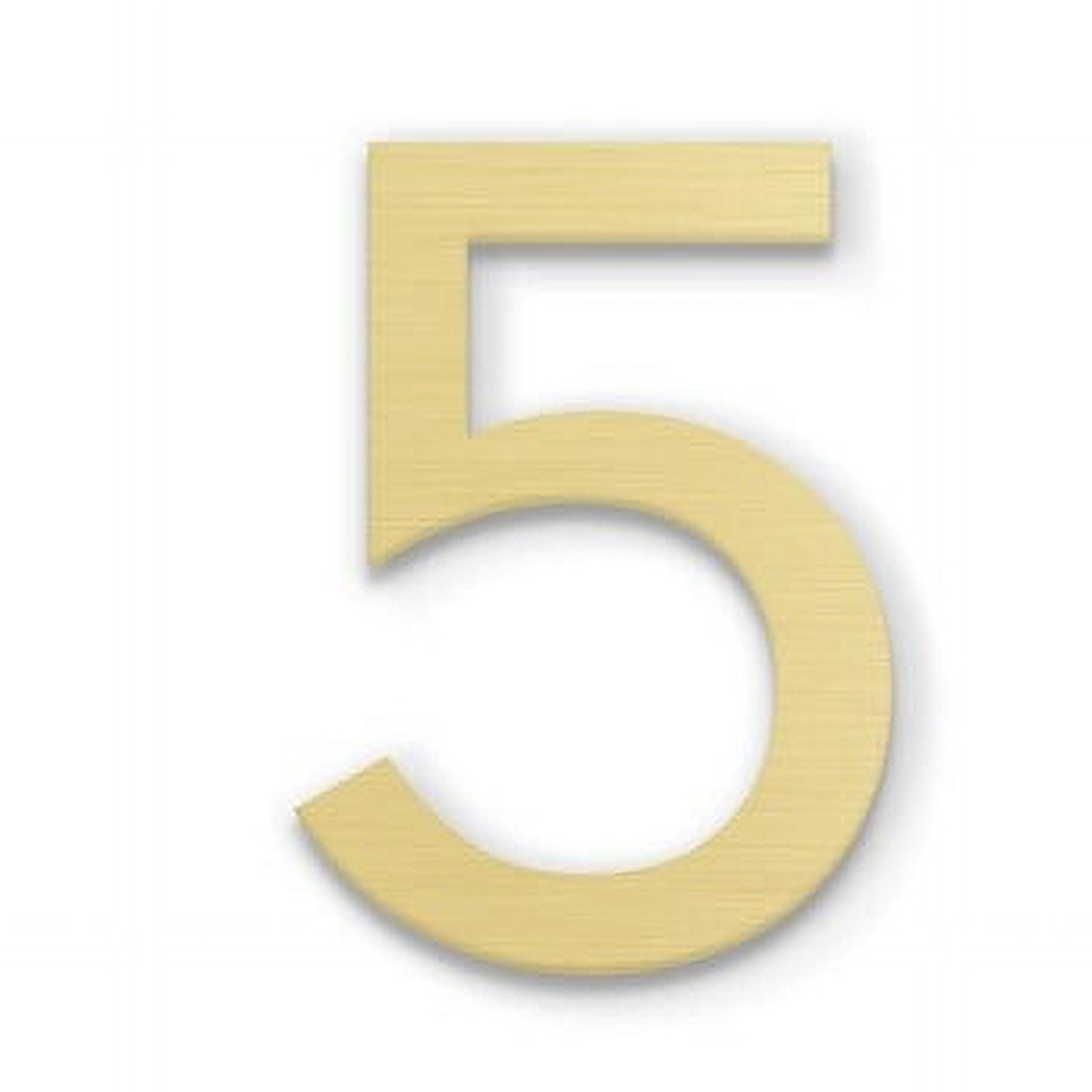 4" Brass Magnetic House Number 5