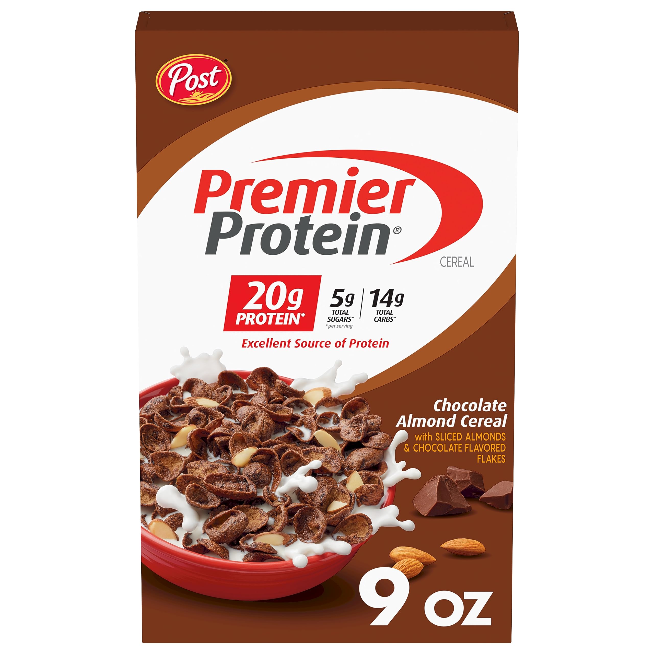 Post Premier Protein Chocolate Almond Cereal, High Protein Cereal