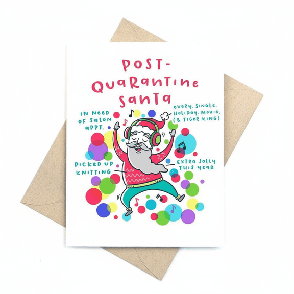 Post-Quarantine Santa Card Fun Holiday Greeting In Need of Salon Appointment Design Envelope Included, Blank Inside Perfect for Christmas and Seasonal Celebrations