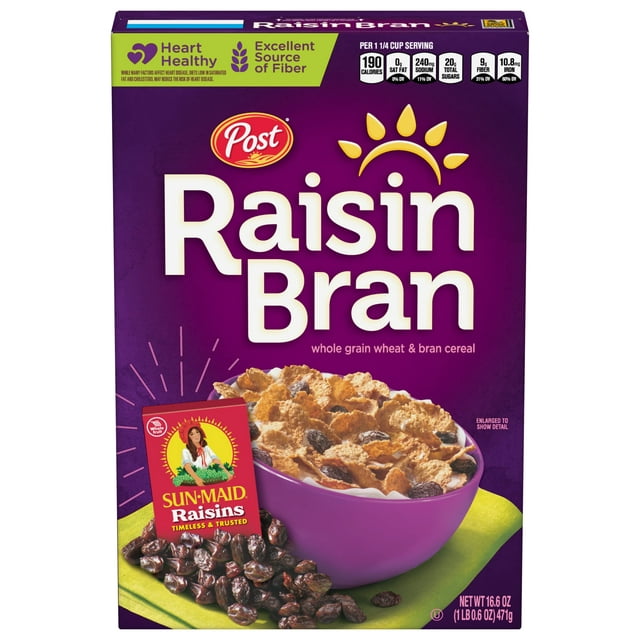 Post Raisin Bran, Whole Grain Wheat & Bran Breakfast Cereal, Kosher, 16 ...