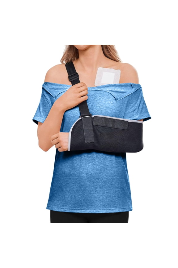 Post Shoulder Surgery Shirts Women Short Sleeve Crew Neck Tear Away Shirts Can Open Collar Half Zippers Postoperative Care Tops Easy To Wear and Take Off Adaptive Clothing