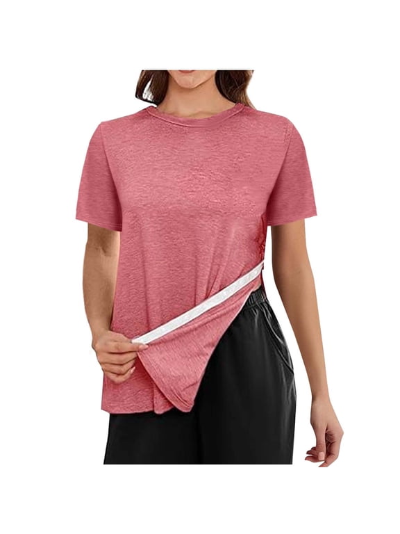 Post Shoulder Surgery Shirts for Women Short Sleeve Full Snap Open Arm Shoulder Recovery Clothing Chemo Clothing Post Surgery Side Snap Tee for Rotator Cuff And Mastectomy Care