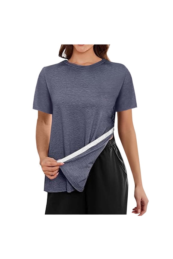 Post Shoulder Surgery Shirts for Women Short Sleeve Full Snap Open Arm Shoulder Recovery Clothing Chemo Clothing Post Surgery Side Snap Tee for Rotator Cuff And Mastectomy Care