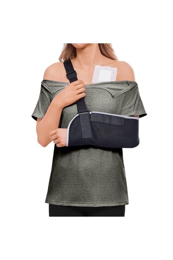 Post Shoulder Surgery Shirts Women Short Sleeve Tear Away Side Velcro Shirts with Drain Pockets Surgery Recovery Tops Easy To Wear and Take Off Adaptive Clothing