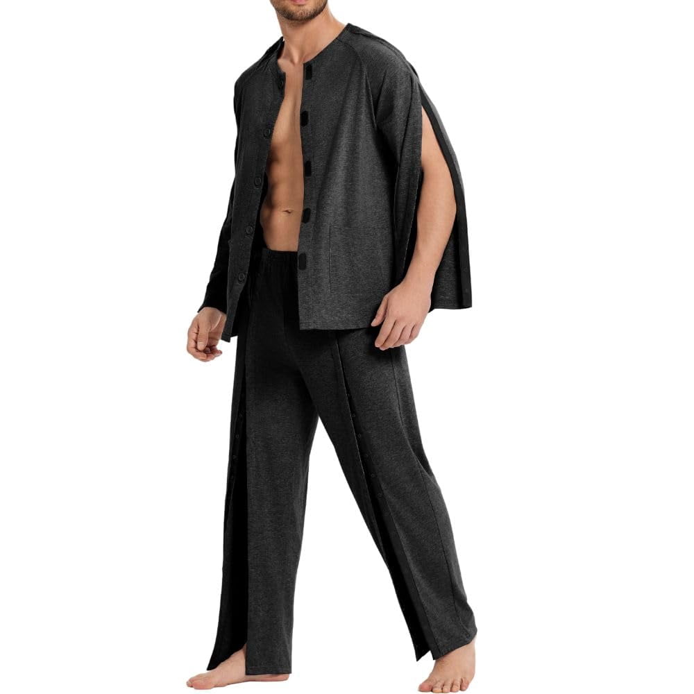 Torn Pyjamas Post Shoulder Surgery Shirts for Men Chemo Port Shirts Dialysis Patient ...