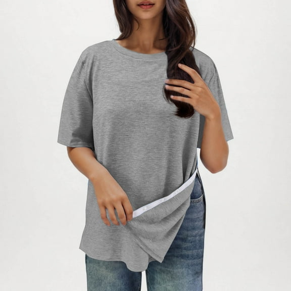 Post Shoulder Surgery Shirts for Women Tear Away Side Snap Chemo Port Shirts Short Sleeve Adaptive Blouses