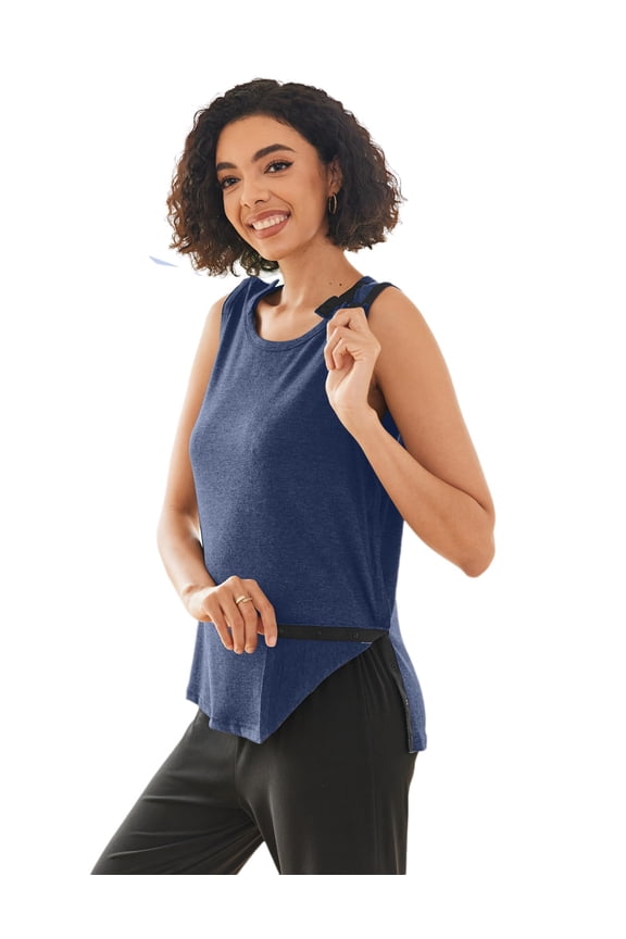 Post Shoulder Surgery Shirts for Women, Tear Away Snap Button Rotator Cuff Tank Tops, Mastectomy & Chemo Port Access Recovery Shirts