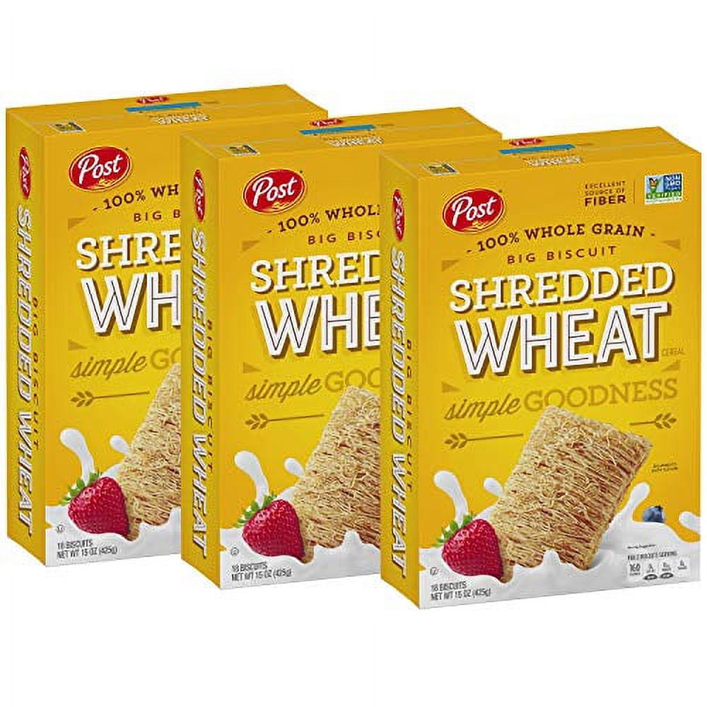 Post Shredded Wheat Cereal, Original Big Biscuit, 100% Whole Grain, No ...