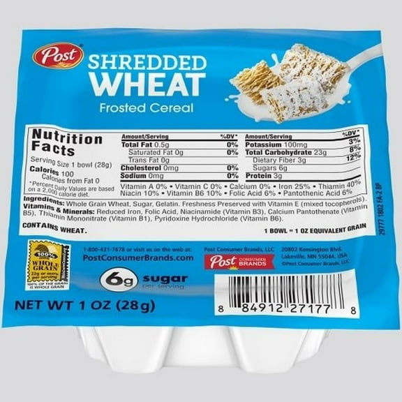 Post Shredded Wheat Frosted Cereal, 1 Ounce -- 96 per Case.