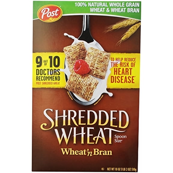Post Shredded Wheat 'N Bran Spoon Size 18 oz (Pack of 16)