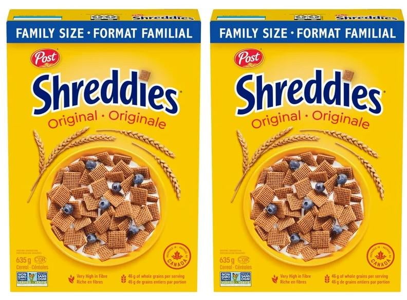 Post Shreddies Breakfast Cereal, Family Size, 635g (2 Pack)