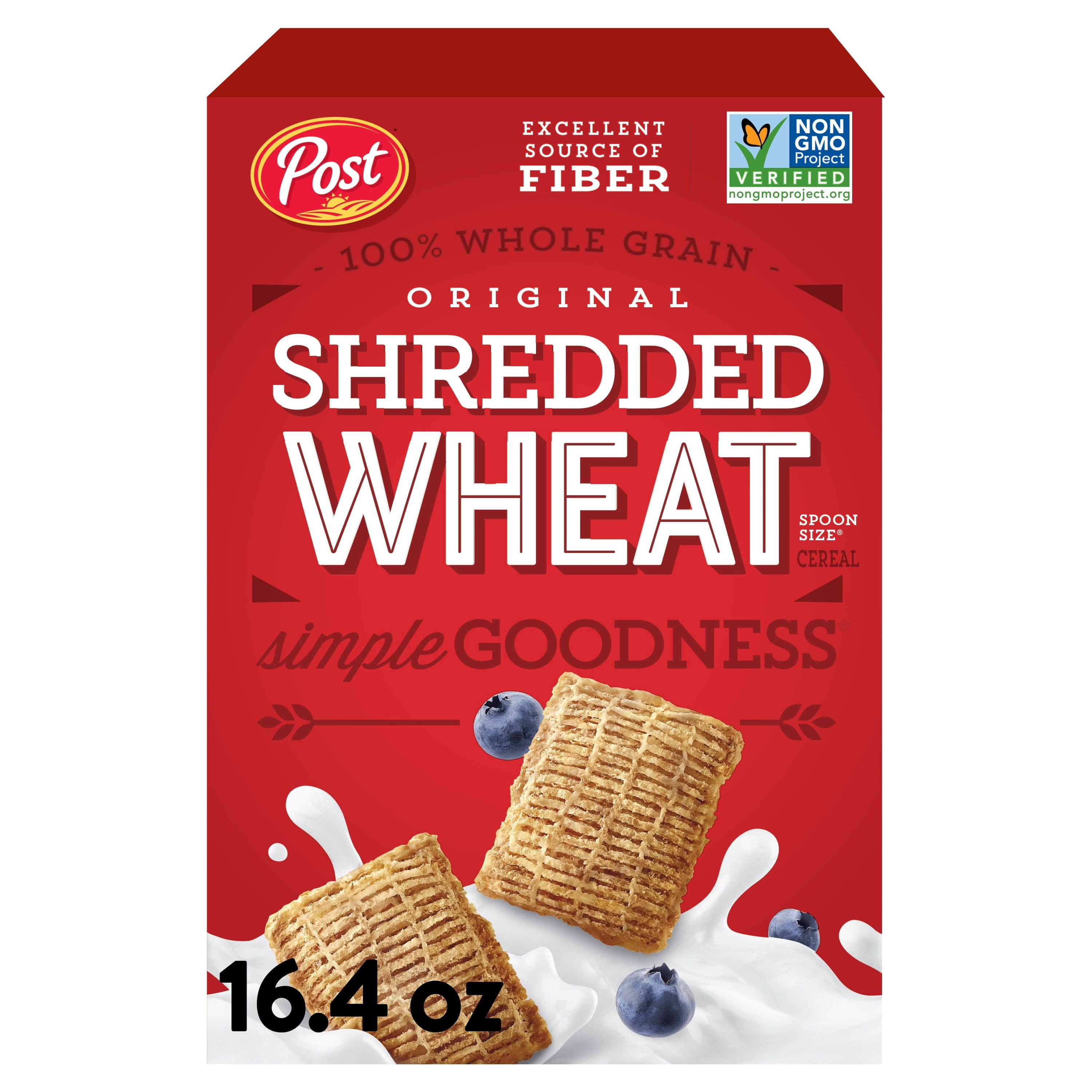 Post Spoon Size Shredded Wheat, Whole Grain Breakfast Cereal, Excellent