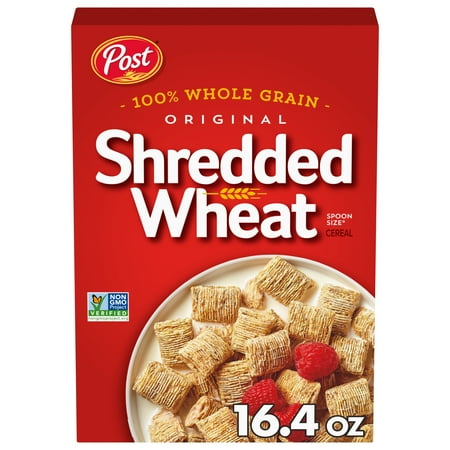 Post Spoon Size Shredded Wheat, Whole Grain Breakfast Cereal, High Fiber, Kosher, Crunchy 16.4oz Box
