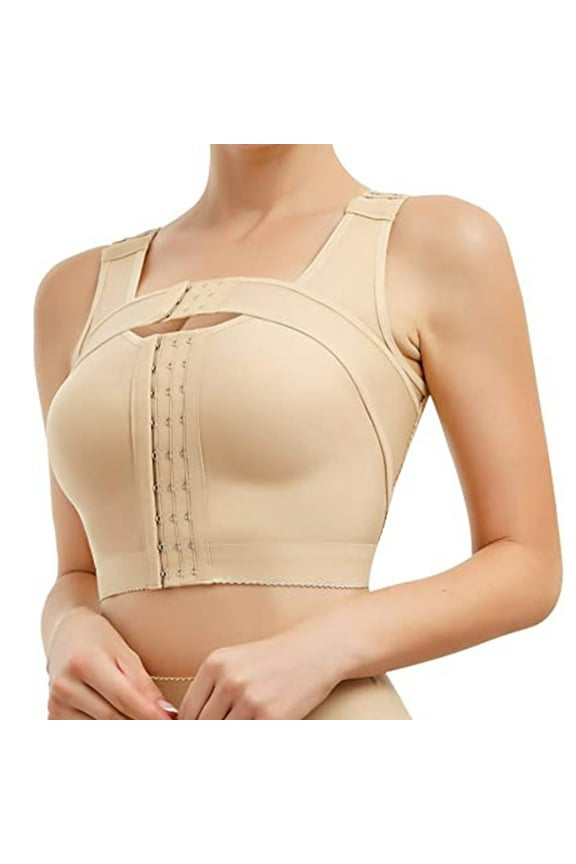 Post-Surgery Closure Bra for Posture Corrector Compression Shapewear with Support Band-skin color