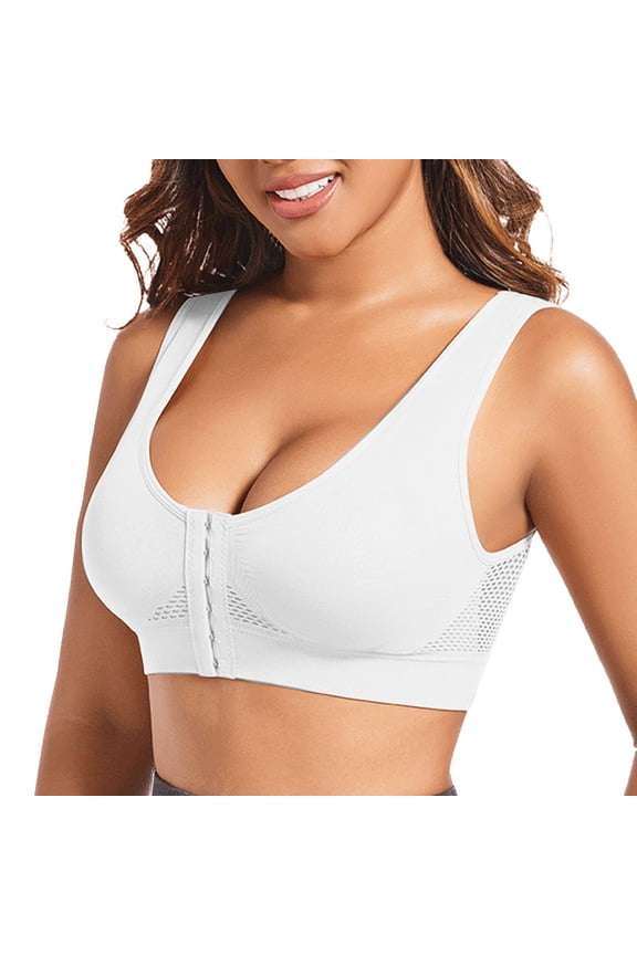 Post Surgery Compression Wireless Bra for Women's Front Closure Bra with Adjustable Straps Wirefree Push Up Bralettes No Underwire Full Coverage Breathable Underwear