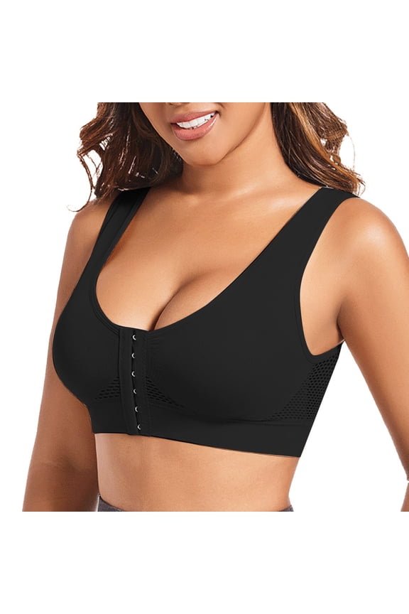 Post Surgery Compression Wireless Bra for Women's Front Closure Bra with Adjustable Straps Wirefree Push Up Bralettes No Underwire Full Coverage Breathable Underwear