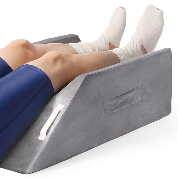 Post-Surgery Leg, Knee, Ankle Elevation Double Wedge Pillow, Memory Foam Leg Elevating Pillow for Injure, Sleeping, Foot Rest, Reduce Swelling