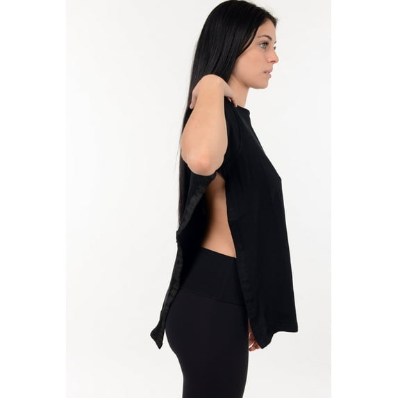 Post Surgery Recovery Tshirt Snap Open TearAway Shirt Color: Black/Women, Size: Medium