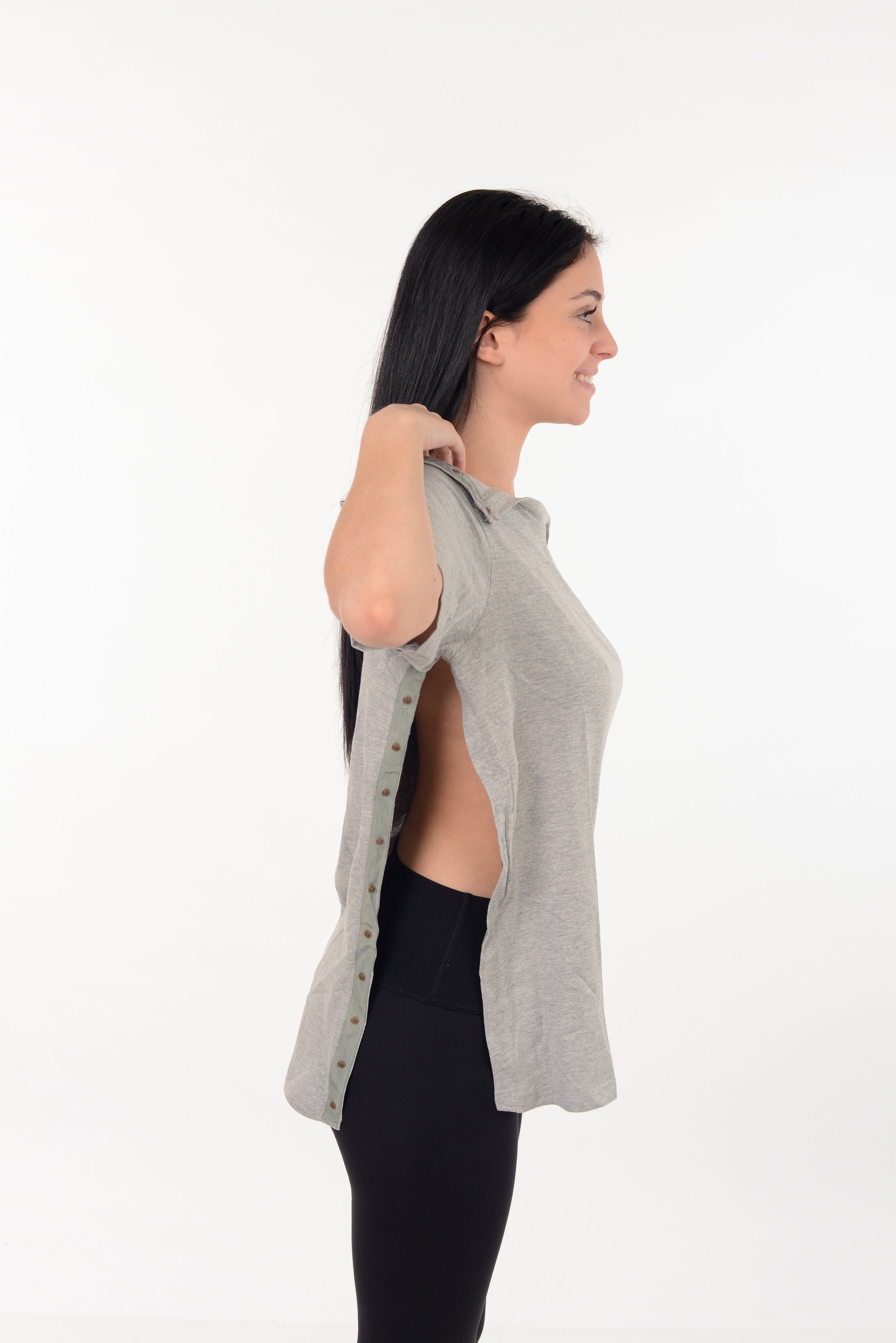 Deyeek Herstelshirts na Schouderoperatie voor Mannen na Rotator Cuff Tank Tops Chemo Port Must Haves Adaptieve Kleding, Blauw, L