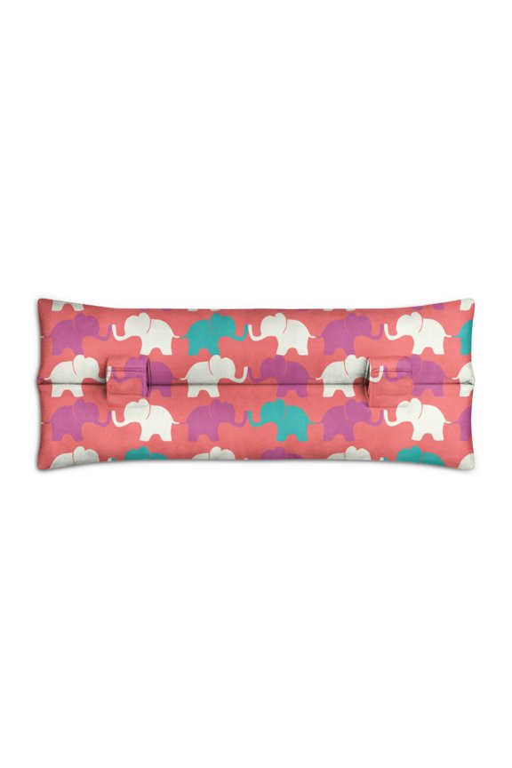 Post Surgery Seatbelt Pillow - Elephant and Wildflowers Boho Style - Double Hook-and-Loop Straps for Secure Fit