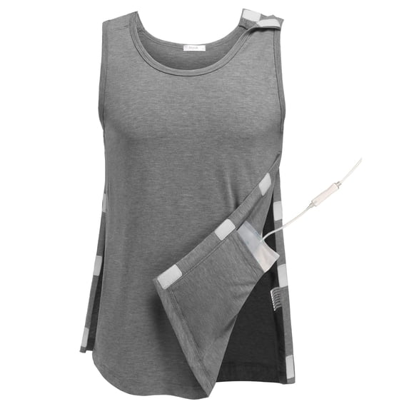 Post Surgery Shirts Men Shoulder Mastectomy Recovery Tank Tops with Drain Pockets Adaptive Rotator Cuff Magic Tape