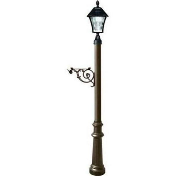 Post System with Fluted Base & Bayview Solar Lamp, Bronze