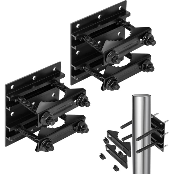 Post Tubes Mounting Bracket, 2-Packs Adjustable Solar Mounting Bracket Fence Hook Compatible with Round, Square, T-Posts, Irregularly Shaped Pipes (Max. 2-1/2" Width)$$Hardware