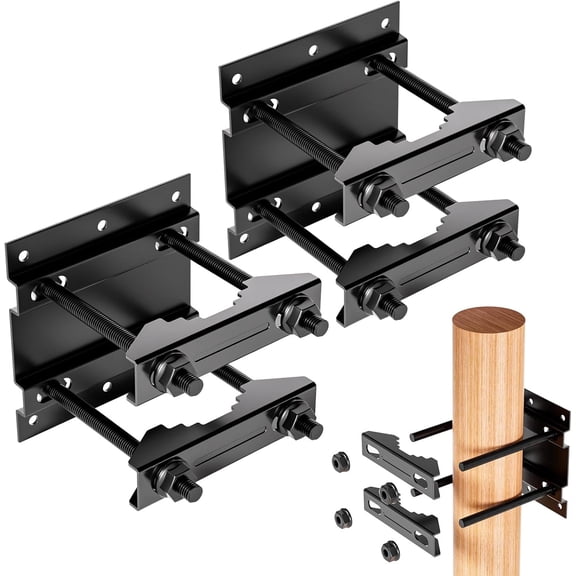 Post Tubes Mounting Bracket Kit, 2-Pack Adjustable Solar Mounting Bracket Fence Hook Compatible with Round, Square, T-Posts, Irregularly Shaped Pipes