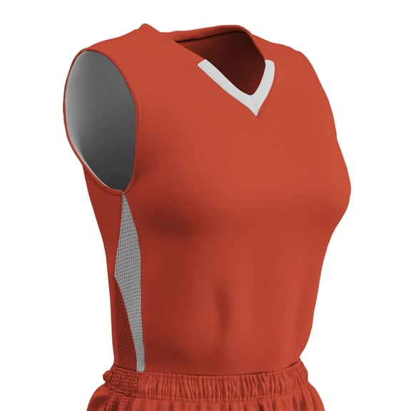 Post Up Reversible Basketball Jersey, Girls' Large, Orange and White
