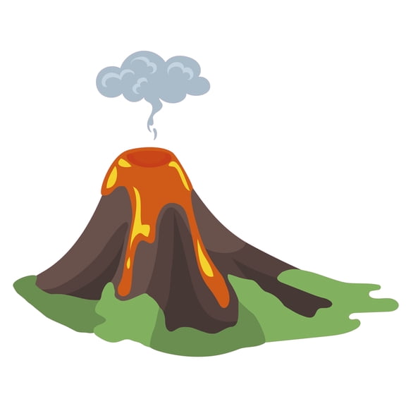 Post Volcanic Explosion Scene 20" x 28" Home Wall Decoration Sticker Cartoon Art Panoramic View Design Multicolored Kids Bedroom Volcano Eruption Image Vinyl Wall Decal