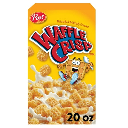 Post Waffle Crisp Breakfast Cereal, Sweetened Waffle Shaped Cereal, Crunchy 20 oz Box