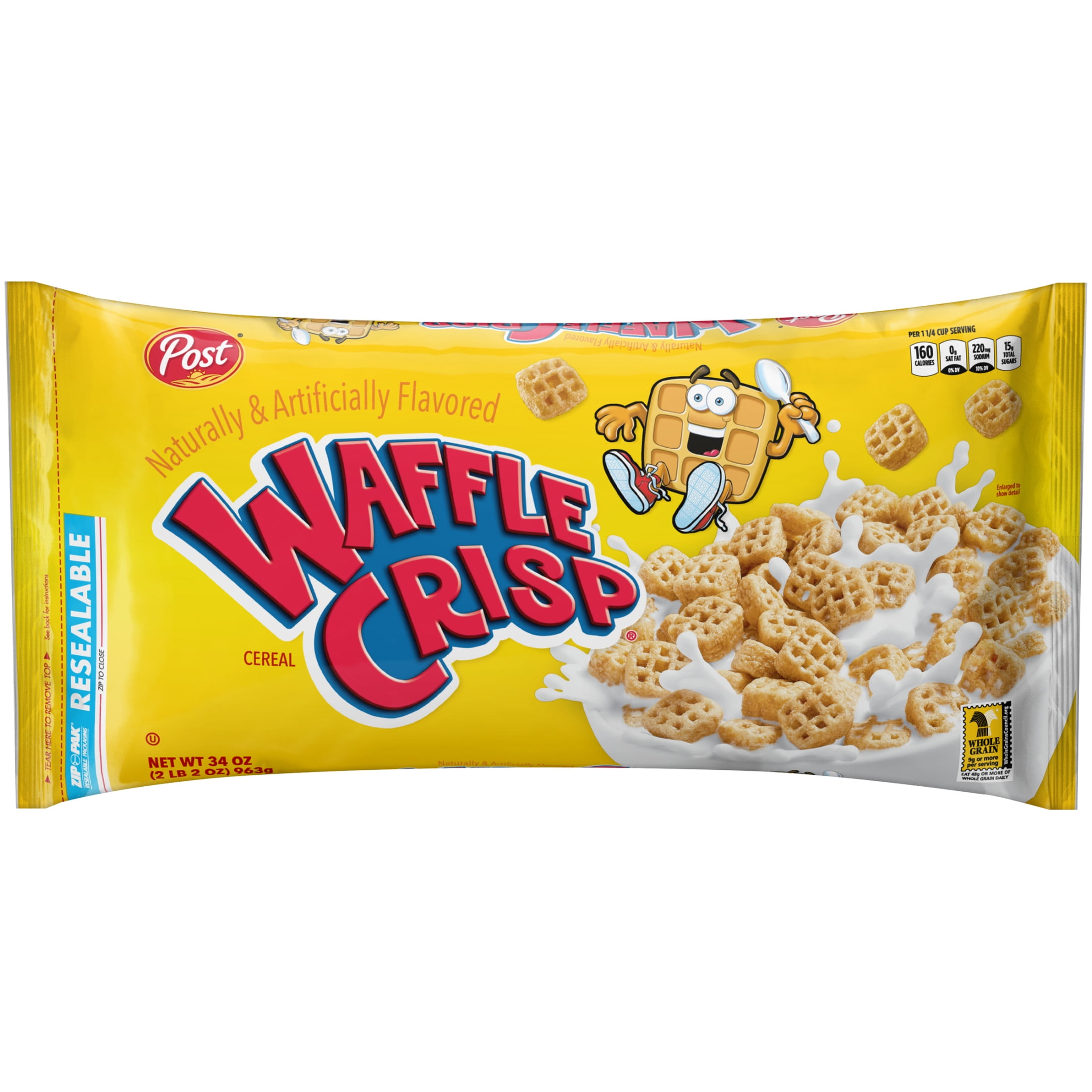 Post Waffle Crisp® breakfast cereal,  Bulk Cereal Bag, 34 ounce