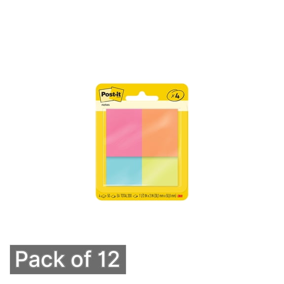 Post-it 1.5 in. W X 2 in. L Assorted Sticky Notes (Pack of 12)