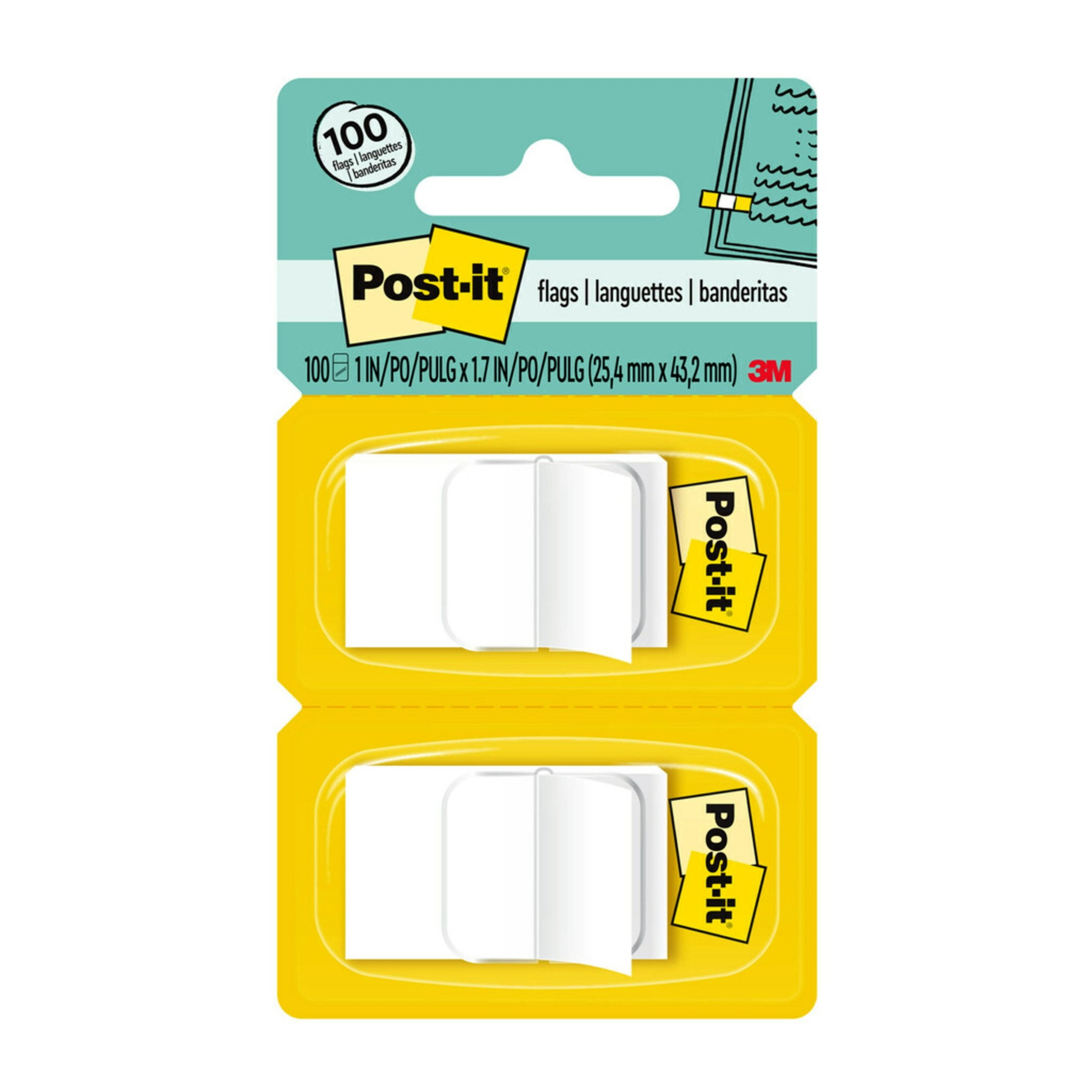 White Pop-up Page Flags with Dispenser, 100-Pack