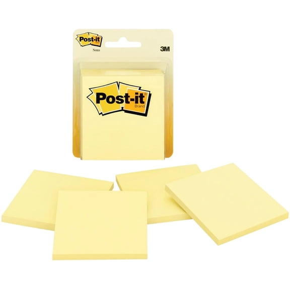 Post-it 3 x 3-Inches Pads, Canary Yellow 4 ea (Pack of 6)