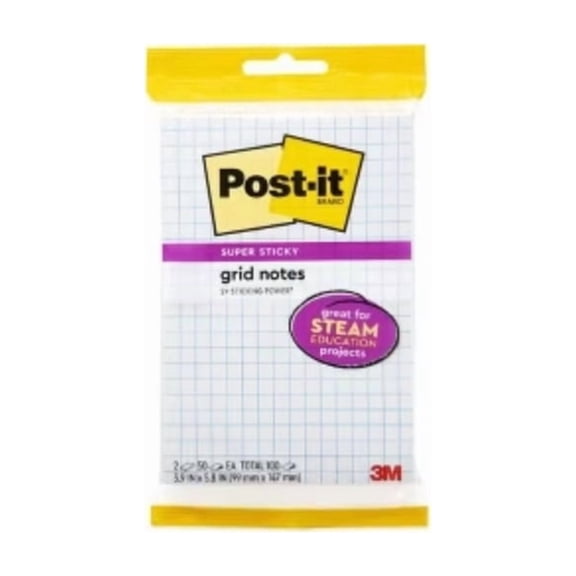 Post-it 4x6 Super Sticky Grid Notes 2pk
