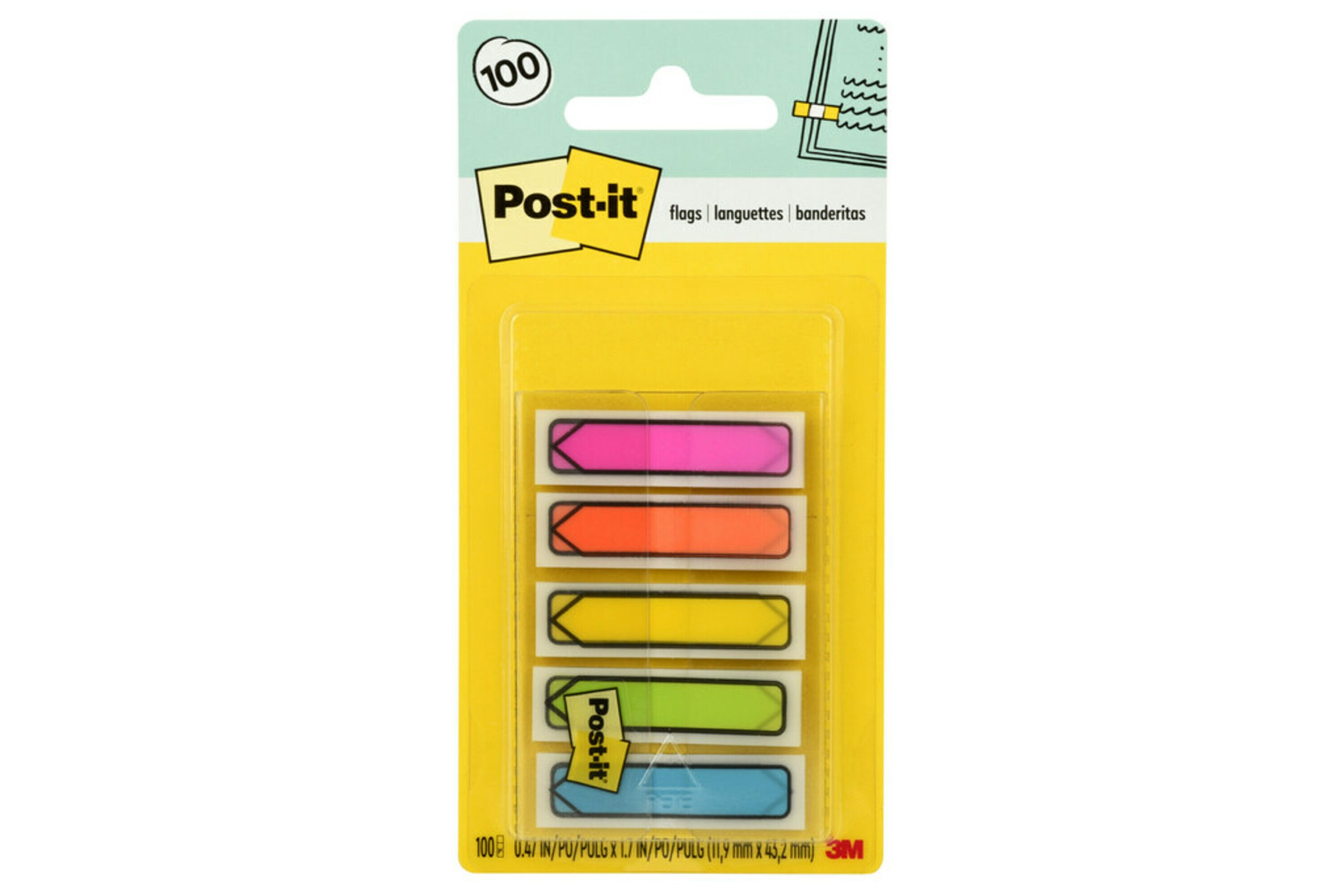 Postit Arrow Flags, Assorted Colors, 100 Flags
