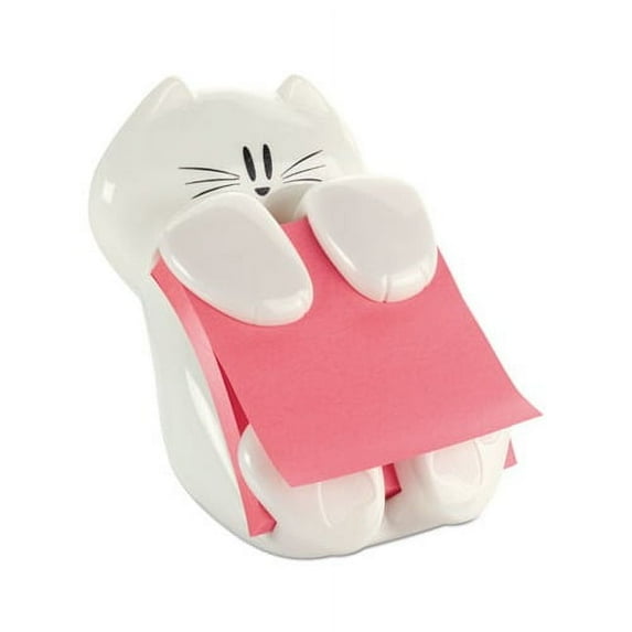 Post-it Cat Notes Dispenser, For 3 x 3 Pads, White, Includes Rio de Janeiro Super Sticky Pop-up Pad, Each