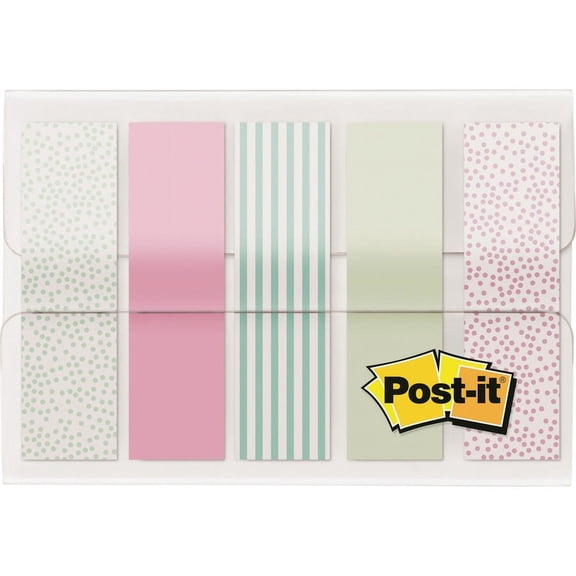 Post-it® Designer Flags in On-the-Go Dispenser - 100 x Assorted Pastel - 0.50" x 1.75" - 20 Sheets per Pad - Assorted Pastel - Self-adhesive, Stic | Bundle of 2 Packs