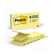 Post-it Dispenser Pop-up Notes, 3 in x 3 in, Canary Yellow, Lined, 6 Pads