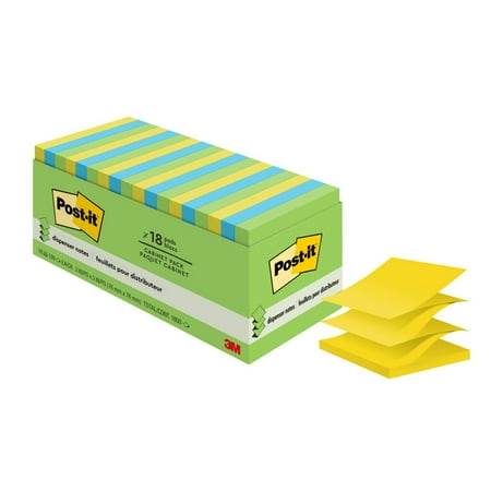 Post-it Dispenser Pop-up Notes, 3 in x 3 in, Floral Fantasy, 18 Pads