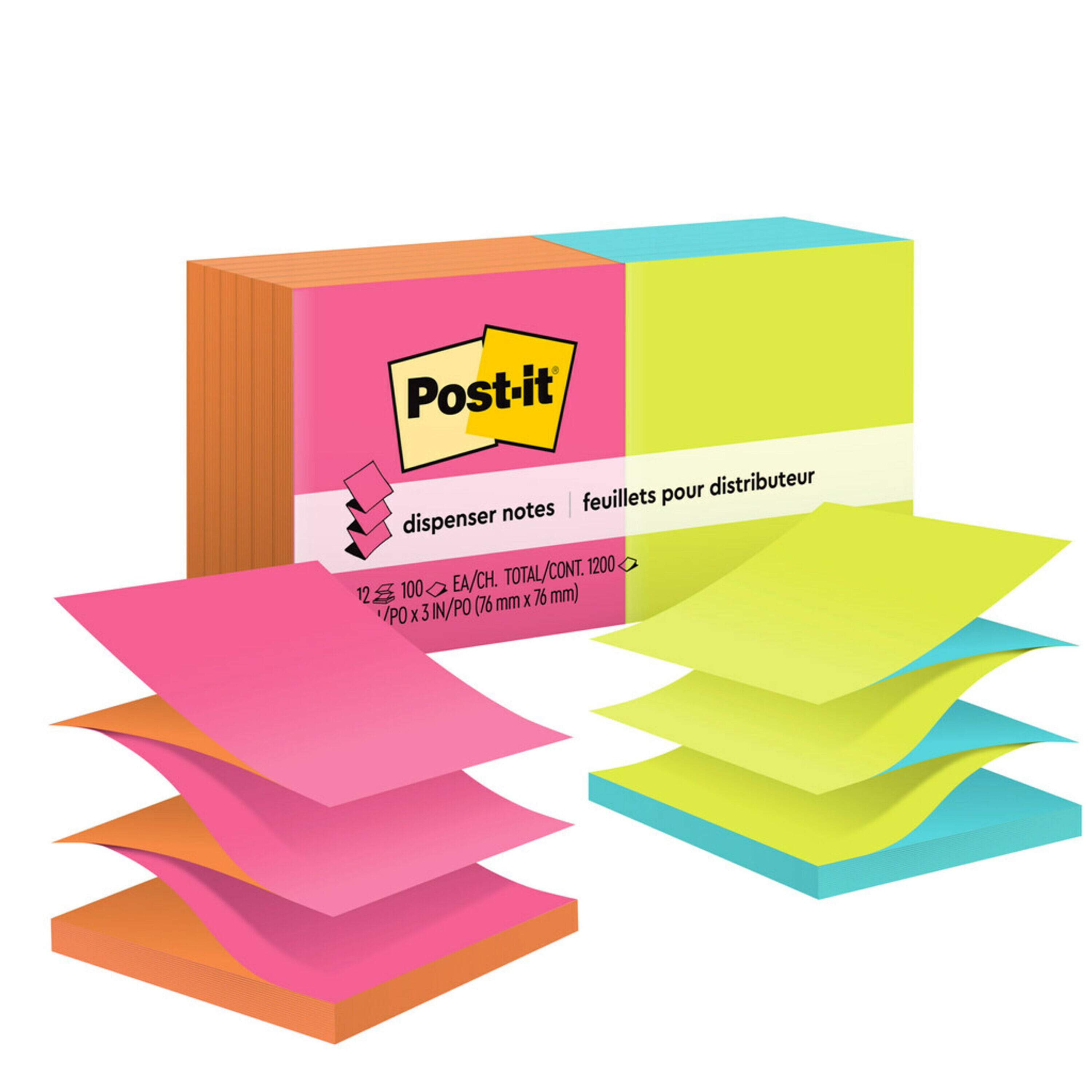 Pop-up 3 x 3 Note Refill, 3 x 3, Energy Boost Collection Colors, 90  Sheets/Pad, 10 Pads/Pack - mastersupplyonline